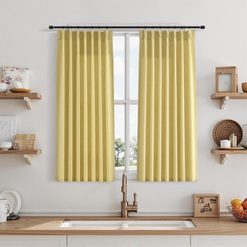 Brand New Joywell Yellow Linen Curtains 34"W × 40"L – 2 Panels